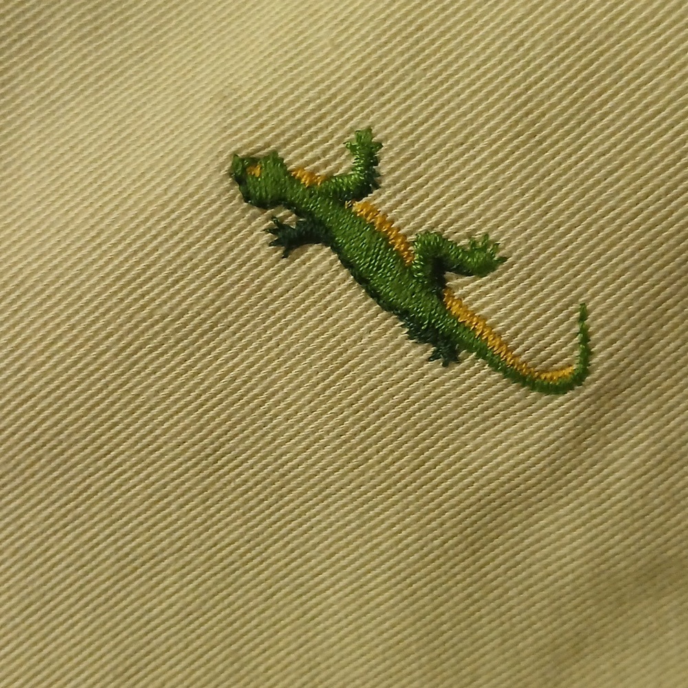 J. Crew Chino Shorts Cream Yellow Green Lizard Gecko Embroidered Cotton Size 4 - Picture 7 of 12